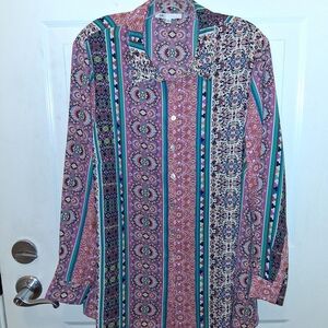 DR2 Multicolor Patterned Blouse Hobo Gypsie Office Cowboy Cowgirl